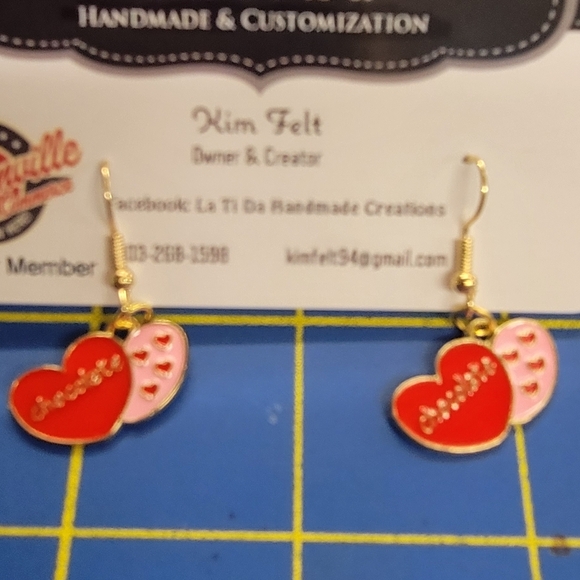 La Ti Da Handmade Creations Jewelry - Chocolate Heart Gold Tone Earrings Valentines